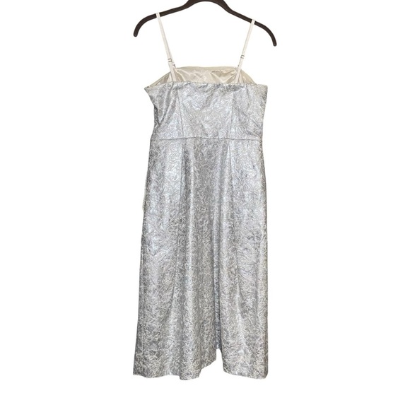 Lord & Taylor silver metallic dress Strapless pockets A-Line Fit and Flare - Picture 4 of 10